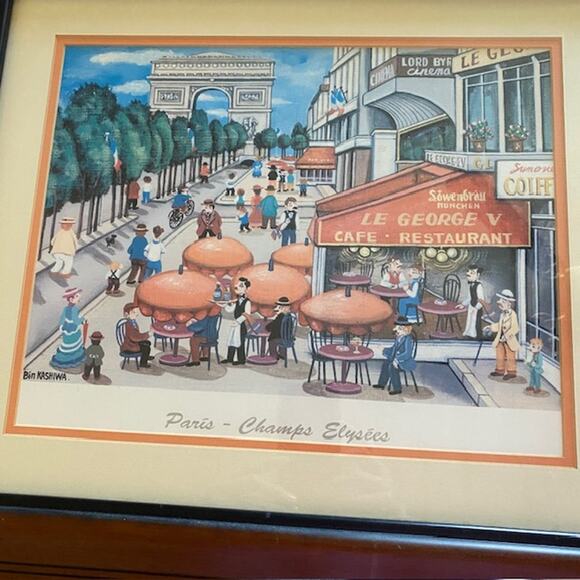 Bin Kashiwa Paris Champs - Elysees Print 1983 Naive Innocent Framed & Matted - Picture 4 of 16